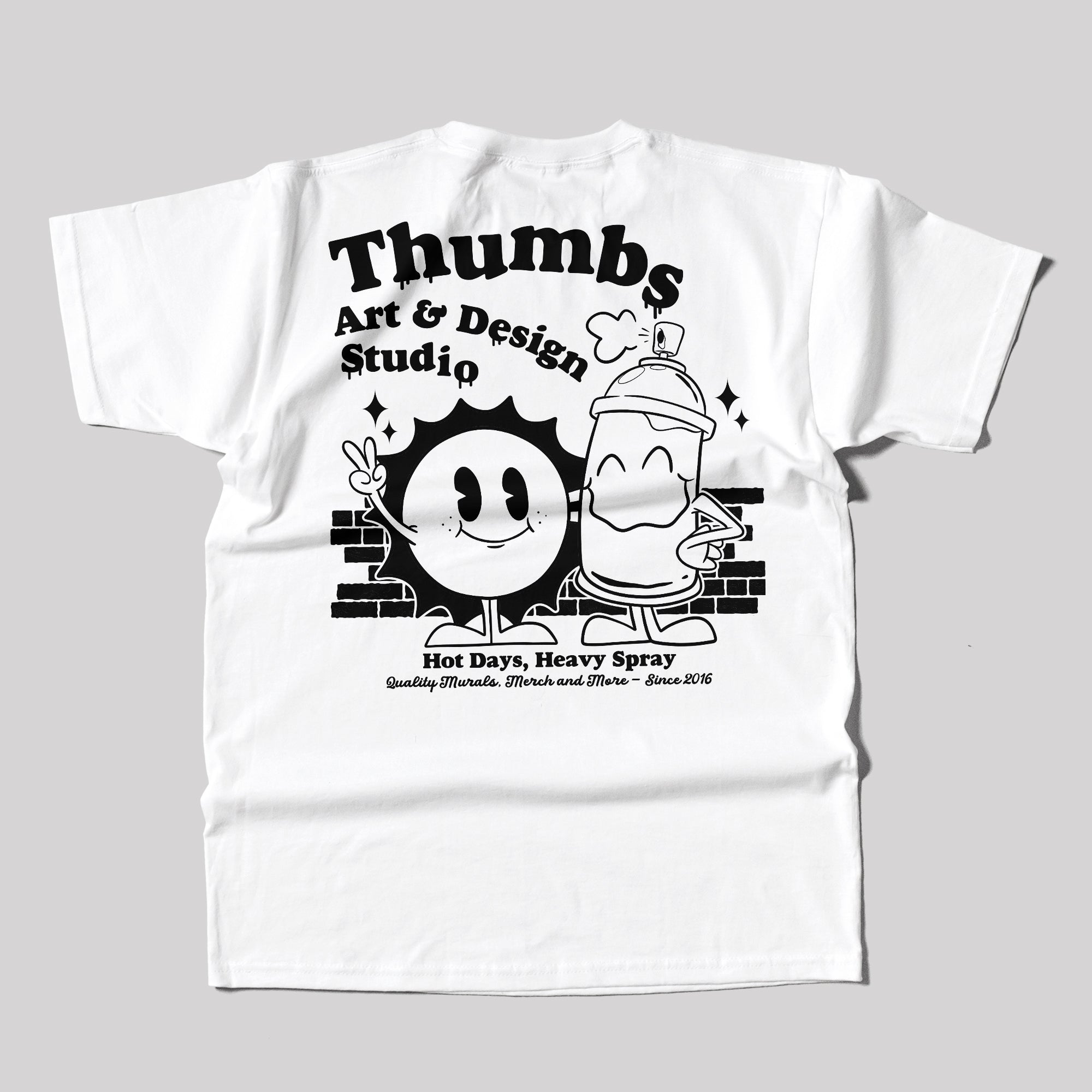 Thumbs Hot Days, Heavy Spray T-Shirt in White