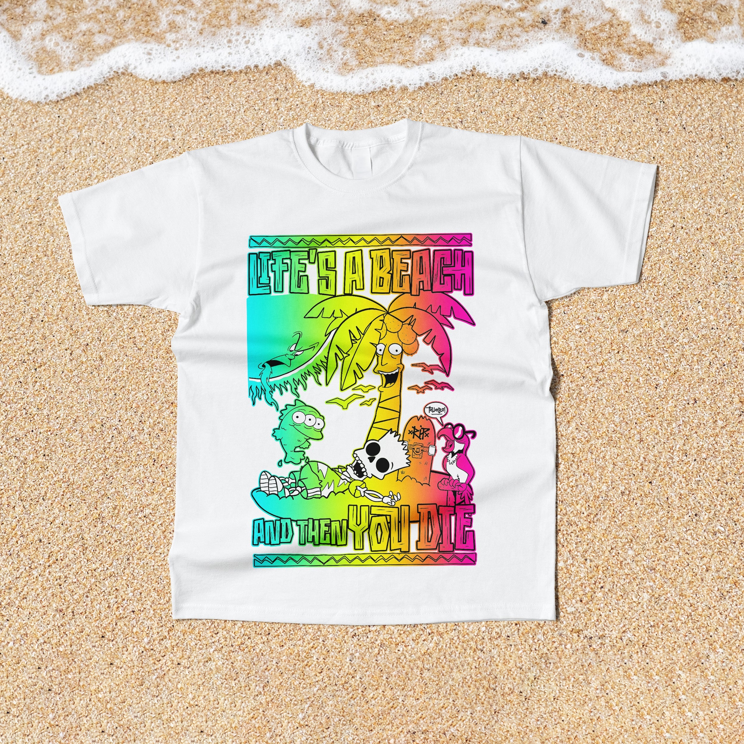 Life's a Beach Front Print T-Shirt White