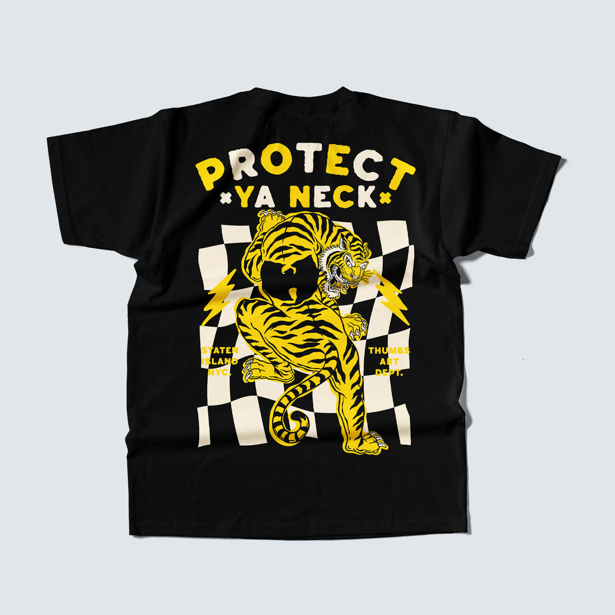 Protect Ya Neck Back Print T-Shirt in Black
