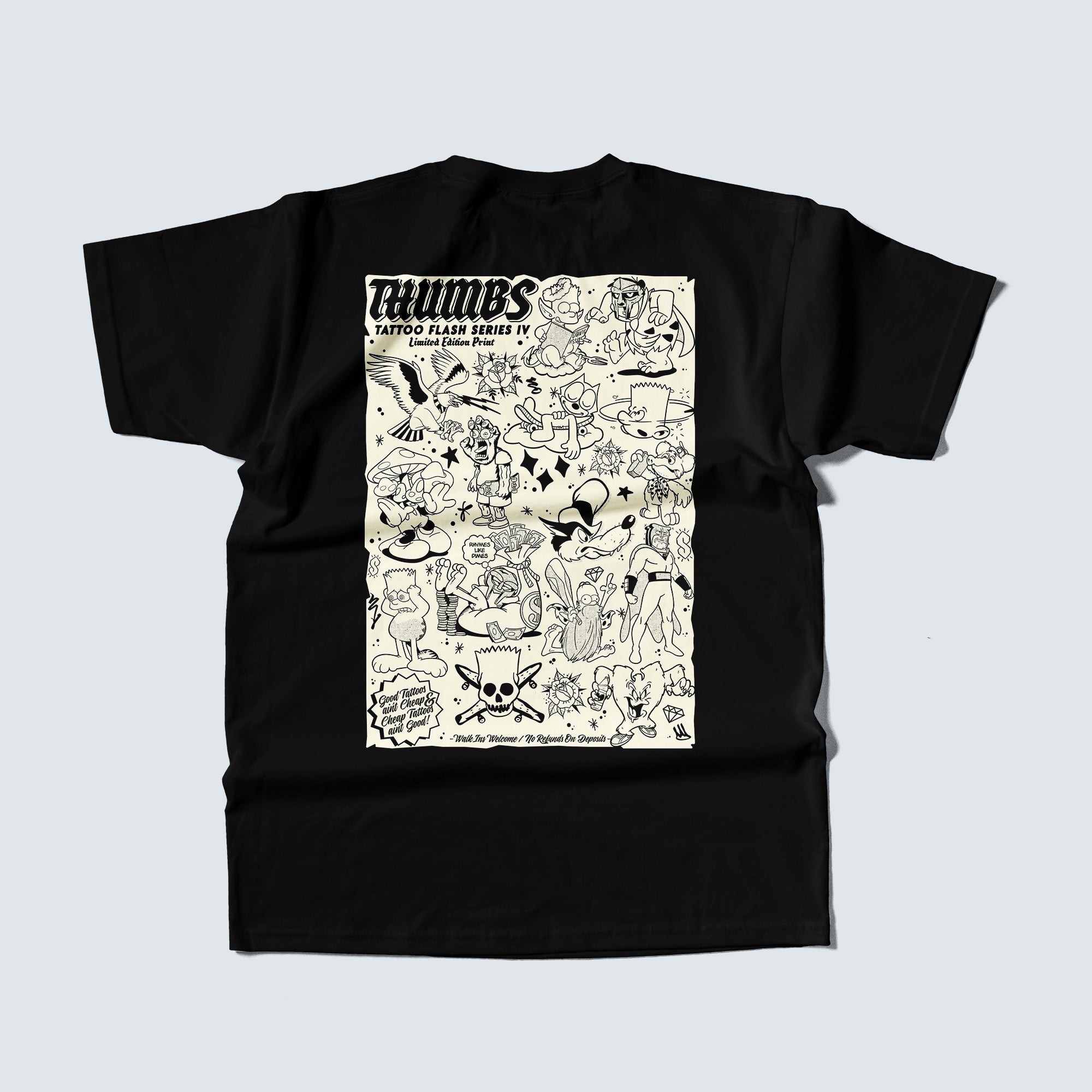 Thumbs Tattoo Flash IV Back Print Youth T-Shirt