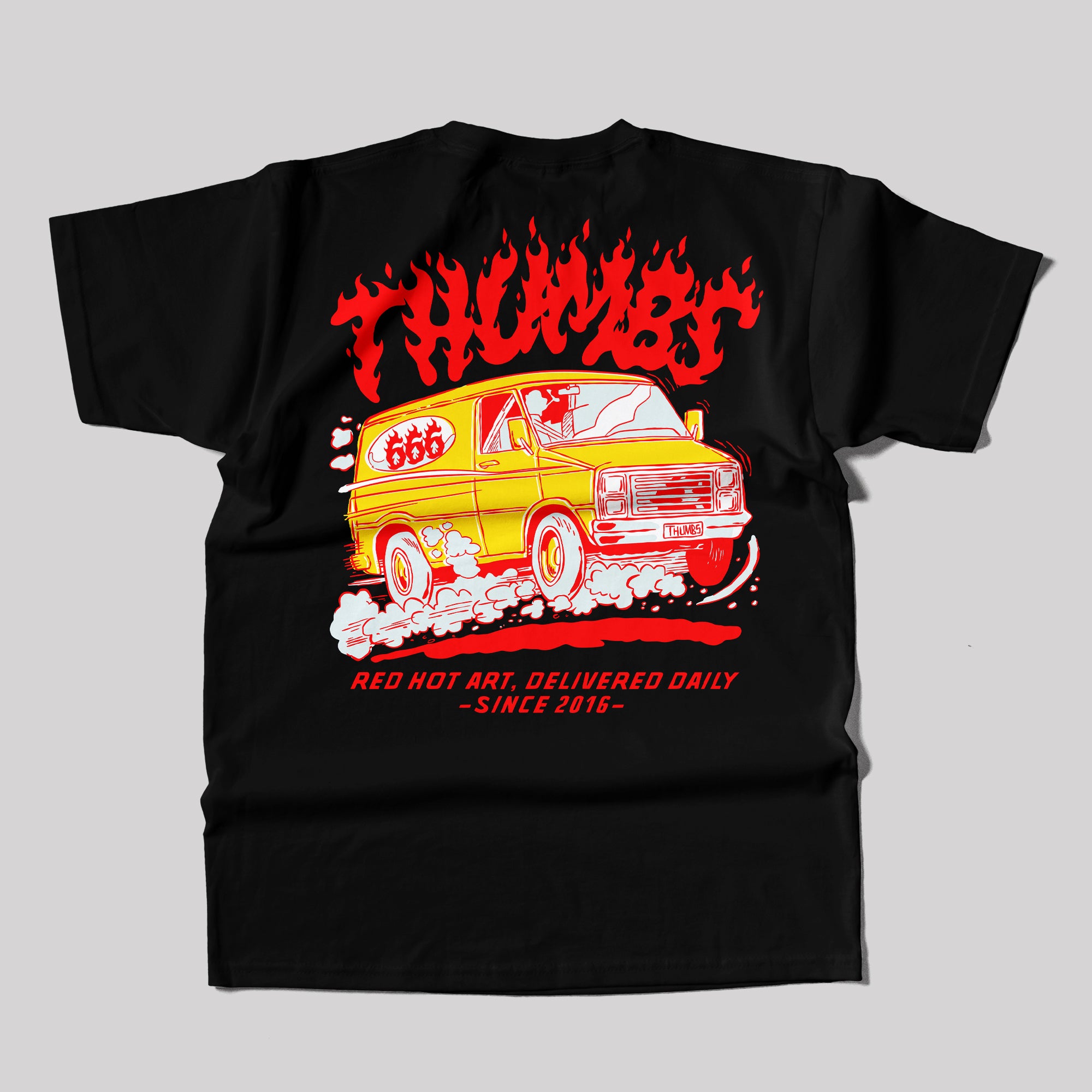 Thumbs Red Hot T-Shirt in Black