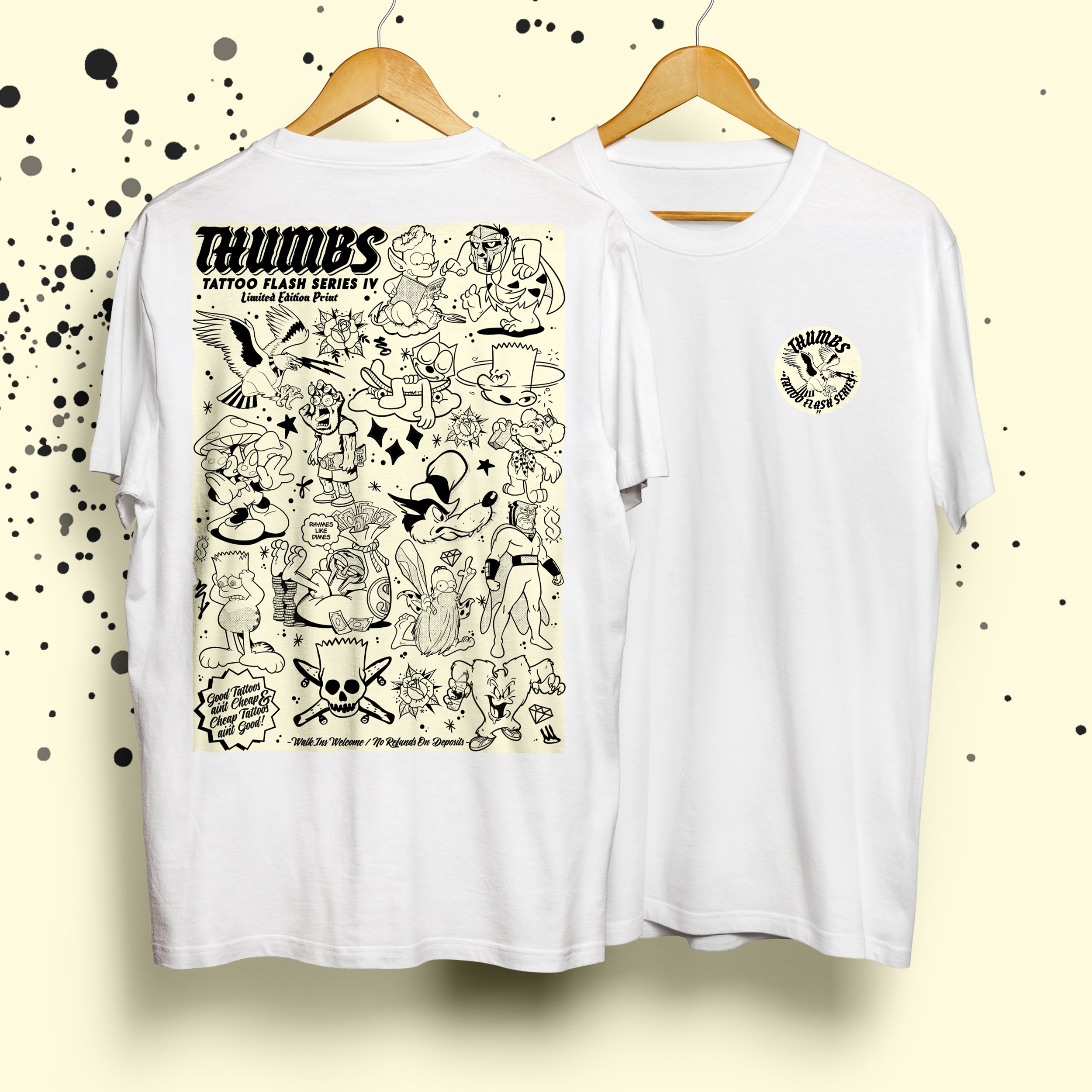 Thumbs Tattoo Flash Series IV T-Shirt White