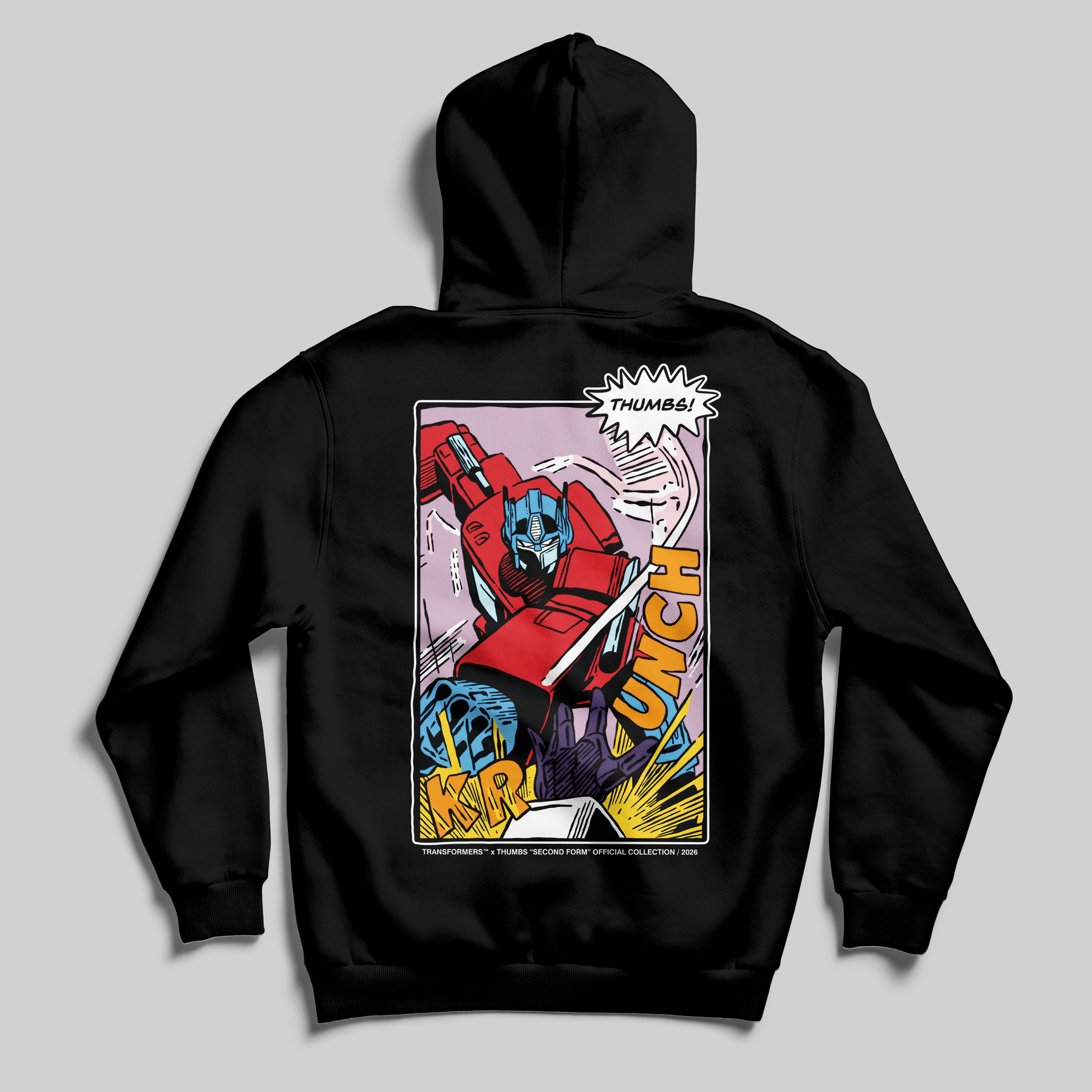 Transformers x Thumbs Optimus Prime Comic Panel Hood in Black