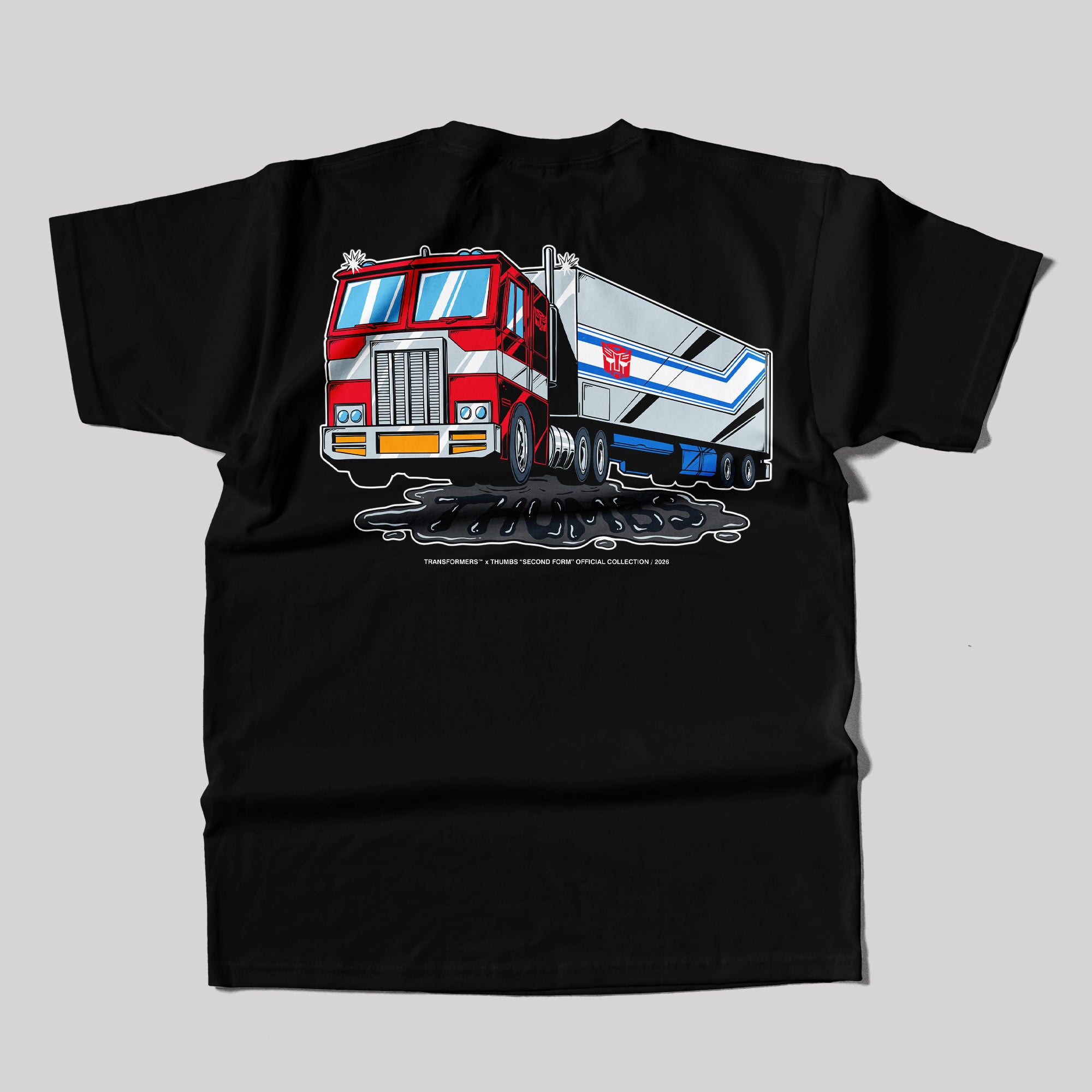 Transformers x Thumbs Optimus Prime Oil Spill T-Shirt in Black