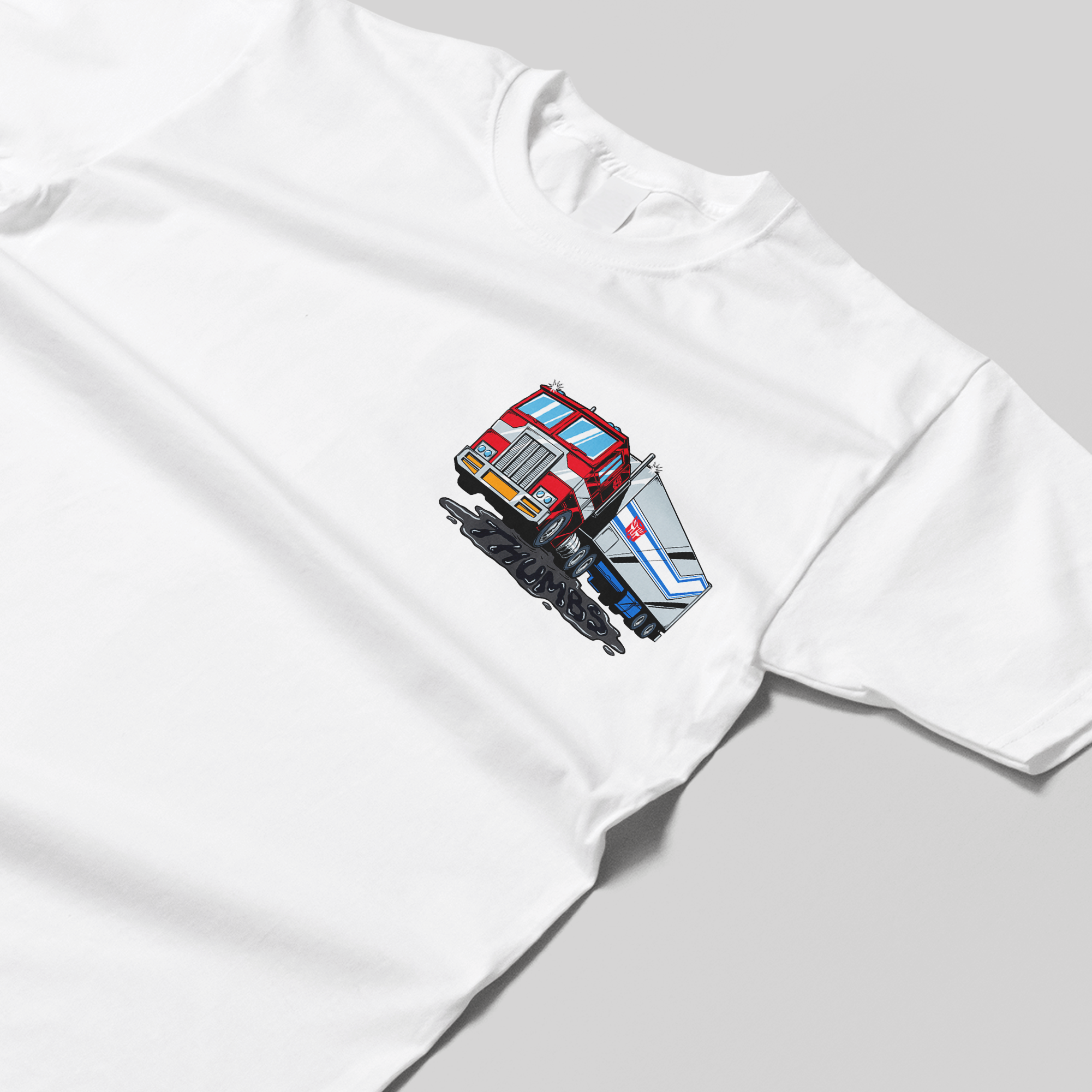 Transformers x Thumbs Optimus Prime Oil Spill T-Shirt in White