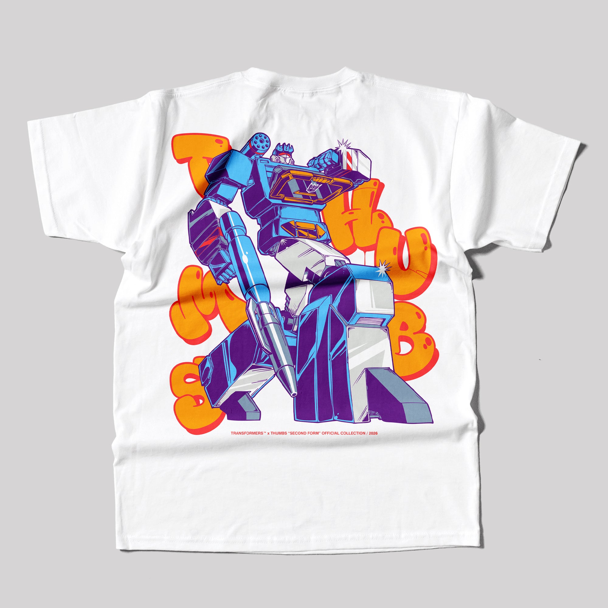 Transformers x Thumbs Soundwave Aerosol T-Shirt in White
