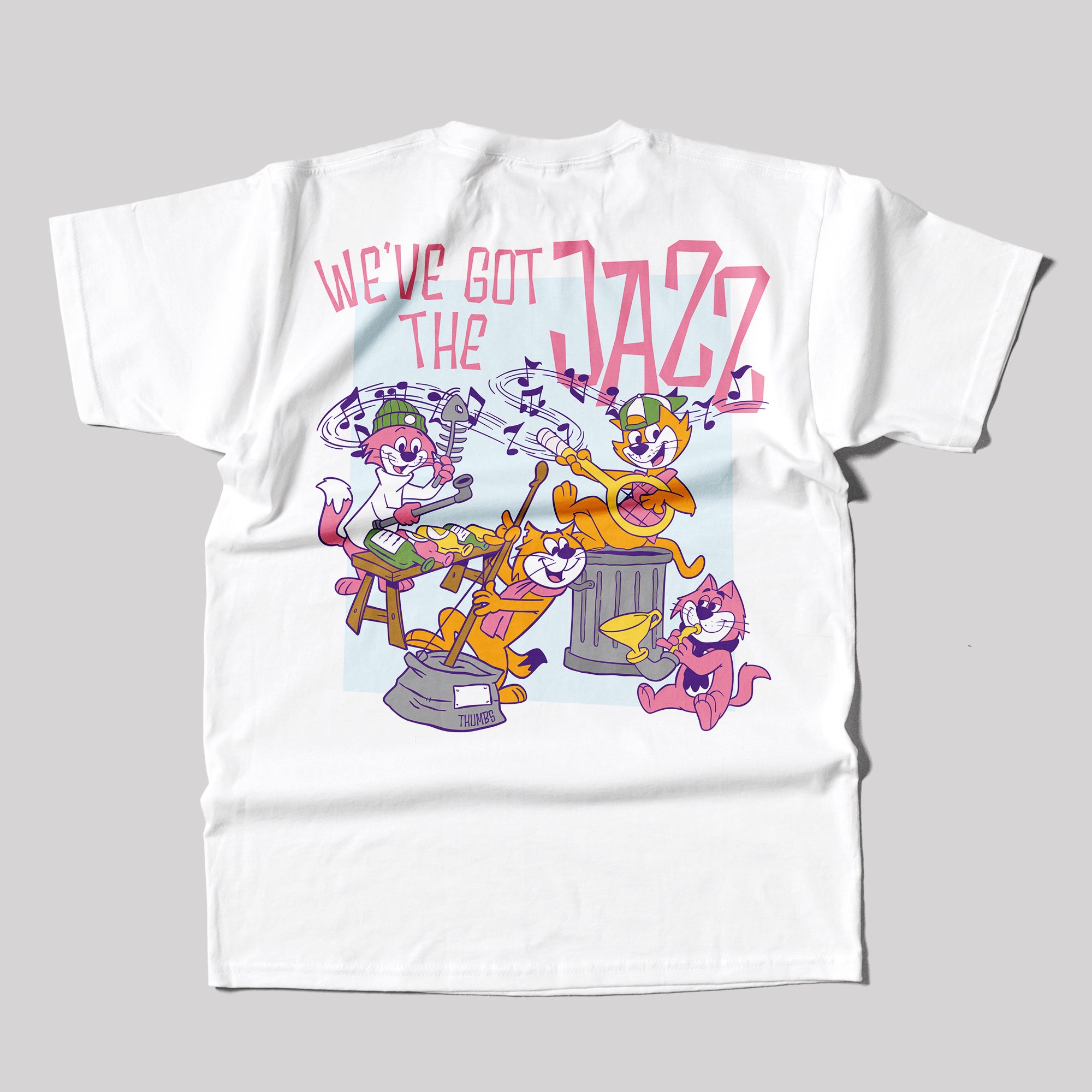 Thumbs Jazz Catz T-Shirt in White