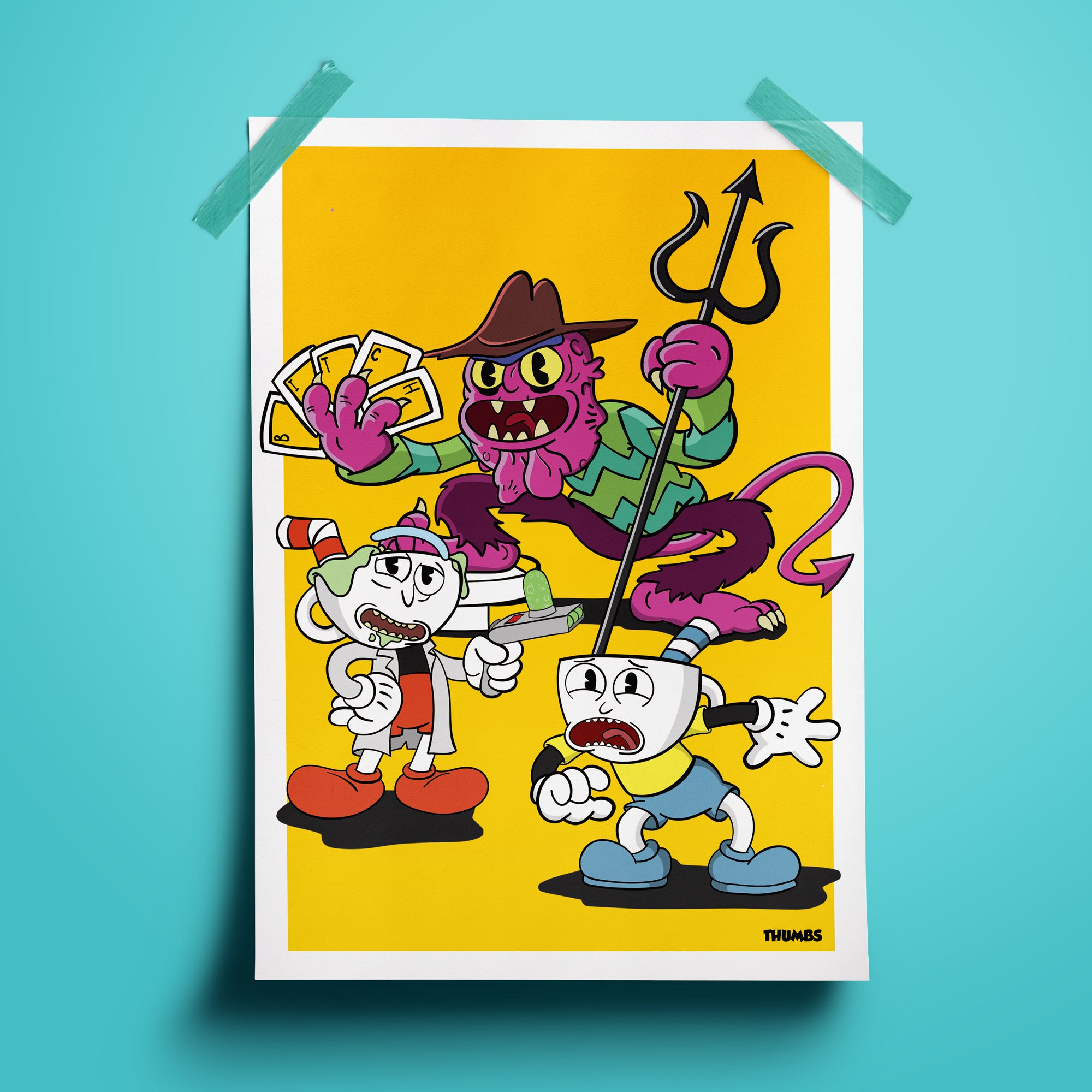 Cuphead x Rick and Morty Print