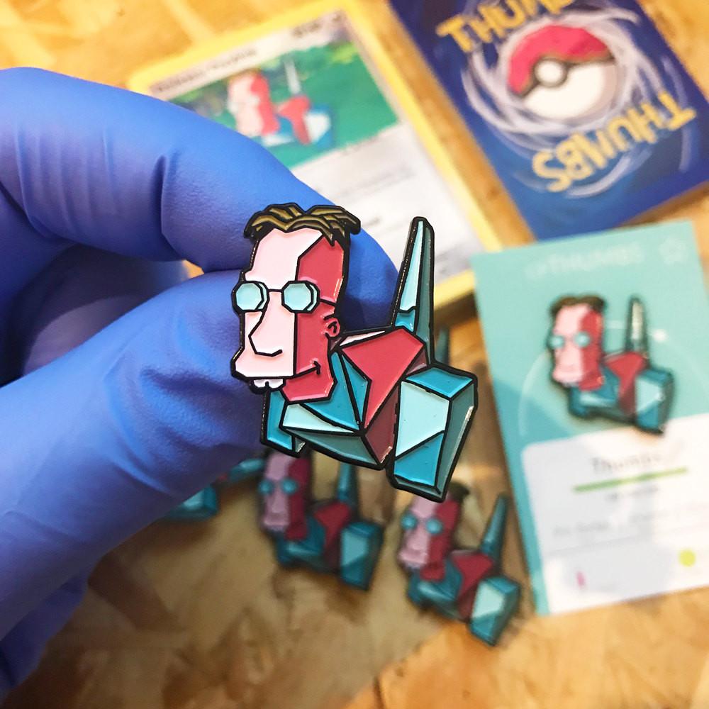 Professor Poryfrink Pin, Sticker and Trading Card